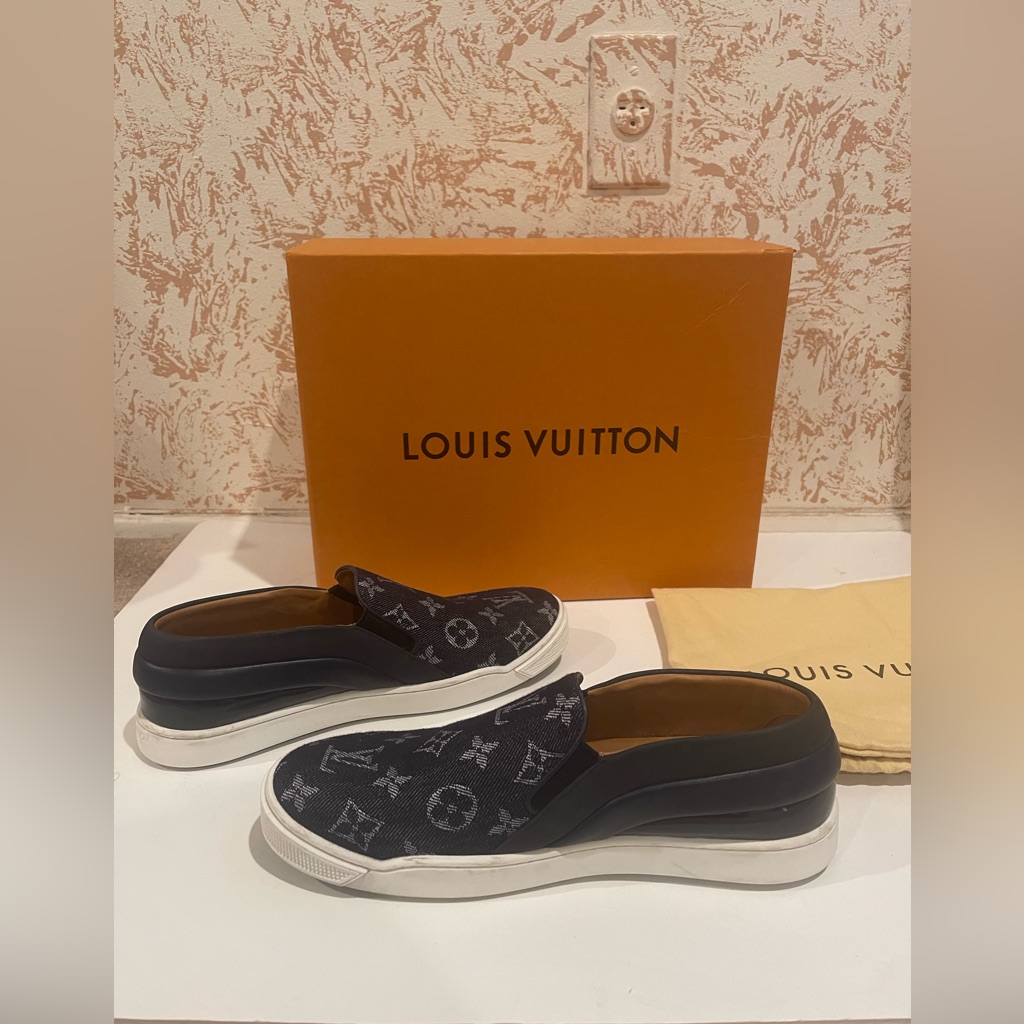 These Are Denim Lv Skate Sneakers.